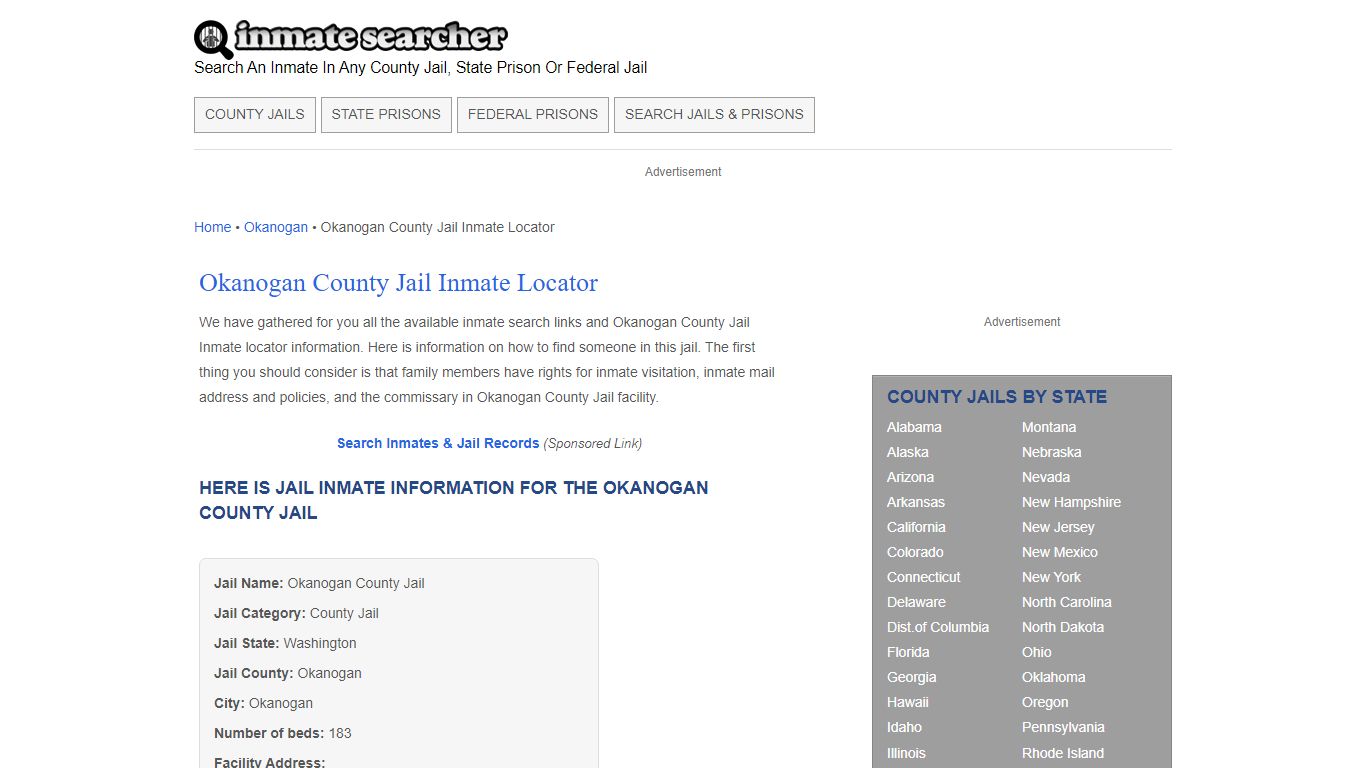 Okanogan County Jail Inmate Locator - Inmate Searcher
